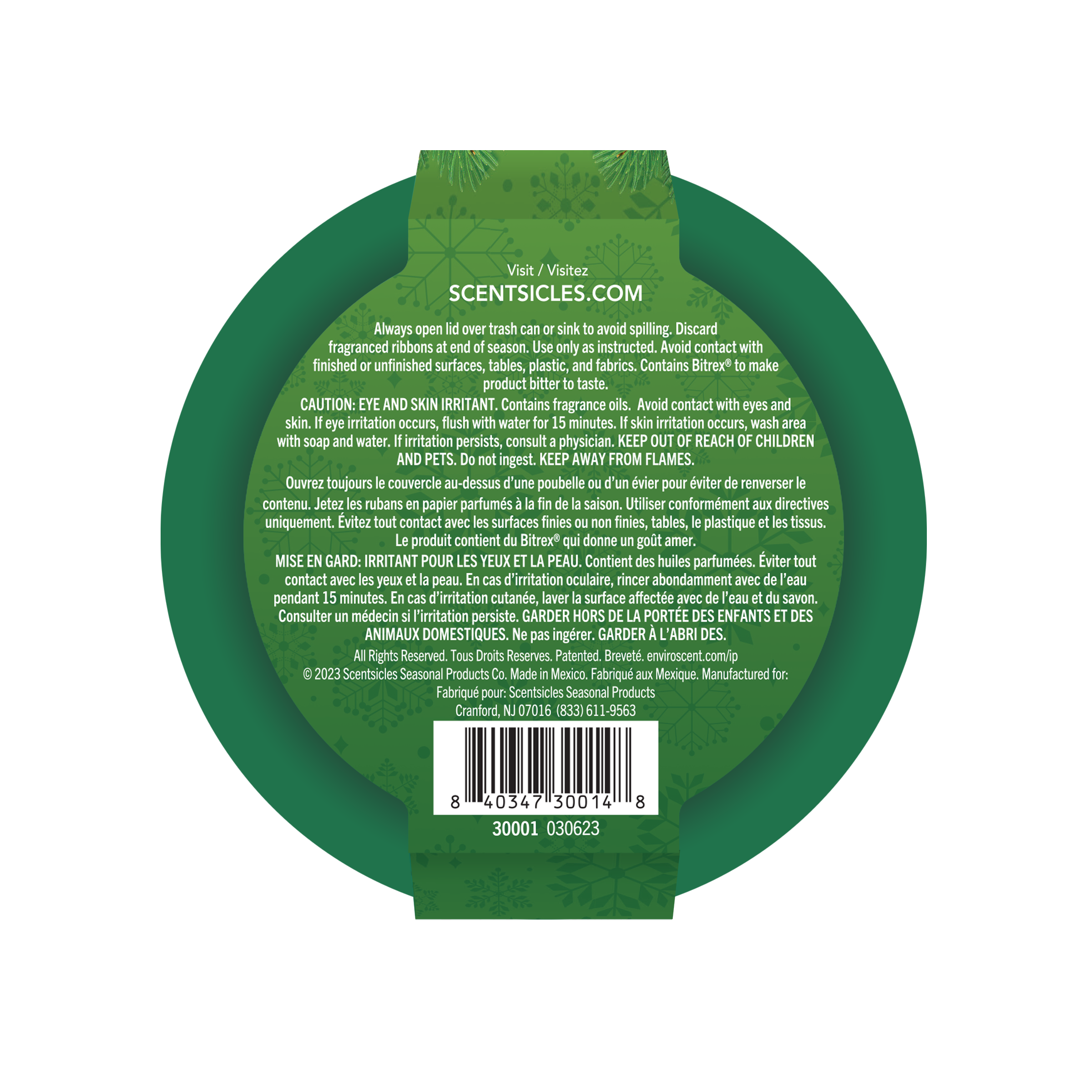 Scentsicles Flameless Fragrance, White Winter Fir, Frangrance-Infused Recyclable Paper Ribbons, Decorative Tin