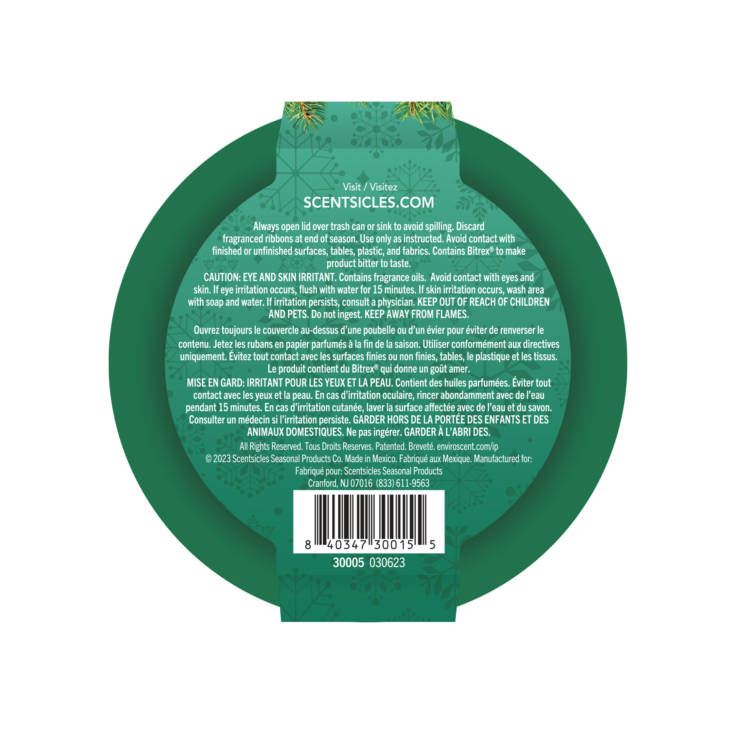 Scentsicles Flameless Fragrance, O Christmas Tree, Frangrance-Infused Recyclable Paper Ribbons, Decorative Tin