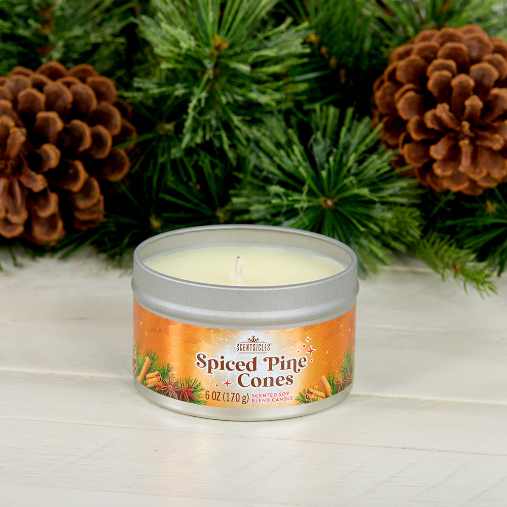Scentsicles, 6oz Candle Tin, Spiced Pine Cones