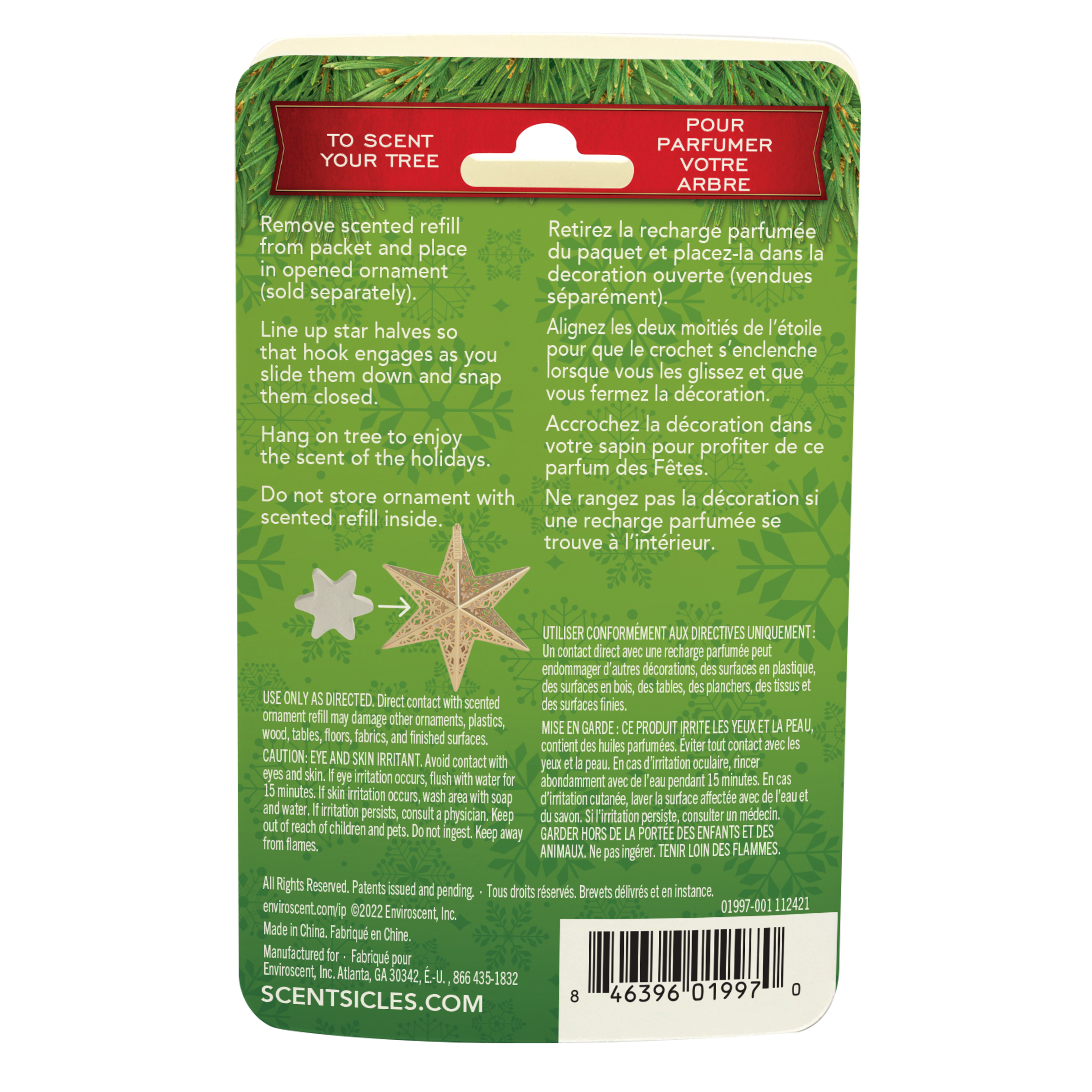 Scentsicles Scented Star Ornament Refill, White Winter Fir, Star-Shaped Fragrance-Infused Recyclable Paper