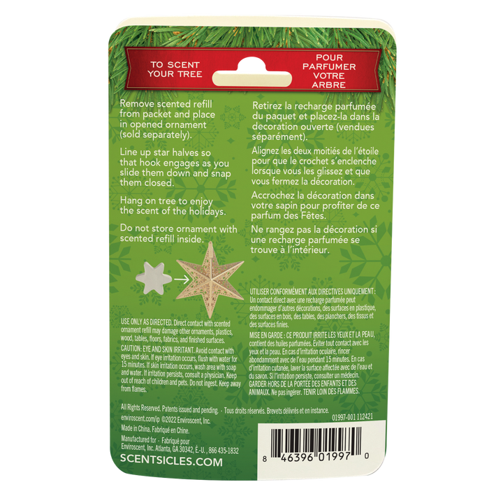 Scented Star Ornament Refill, White Winter Fir, Star-Shaped Fragrance-Infused Recyclable Paper