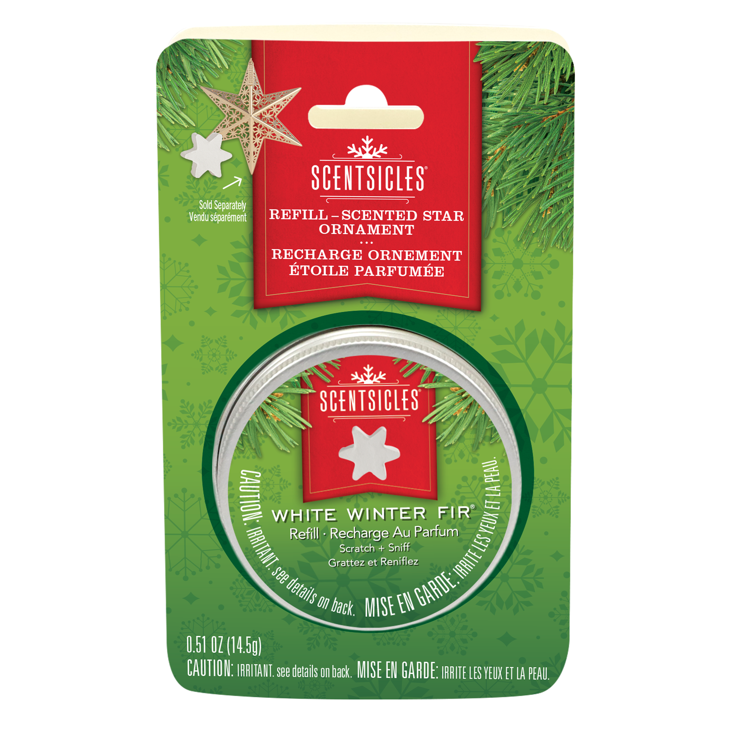 Scentsicles Scented Star Ornament Refill, White Winter Fir, Star-Shaped Fragrance-Infused Recyclable Paper