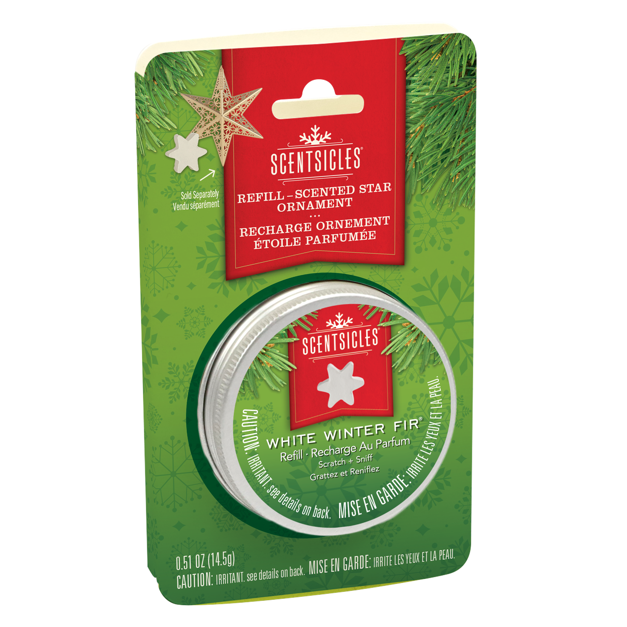 Scentsicles Scented Star Ornament Refill, White Winter Fir, Star-Shaped Fragrance-Infused Recyclable Paper