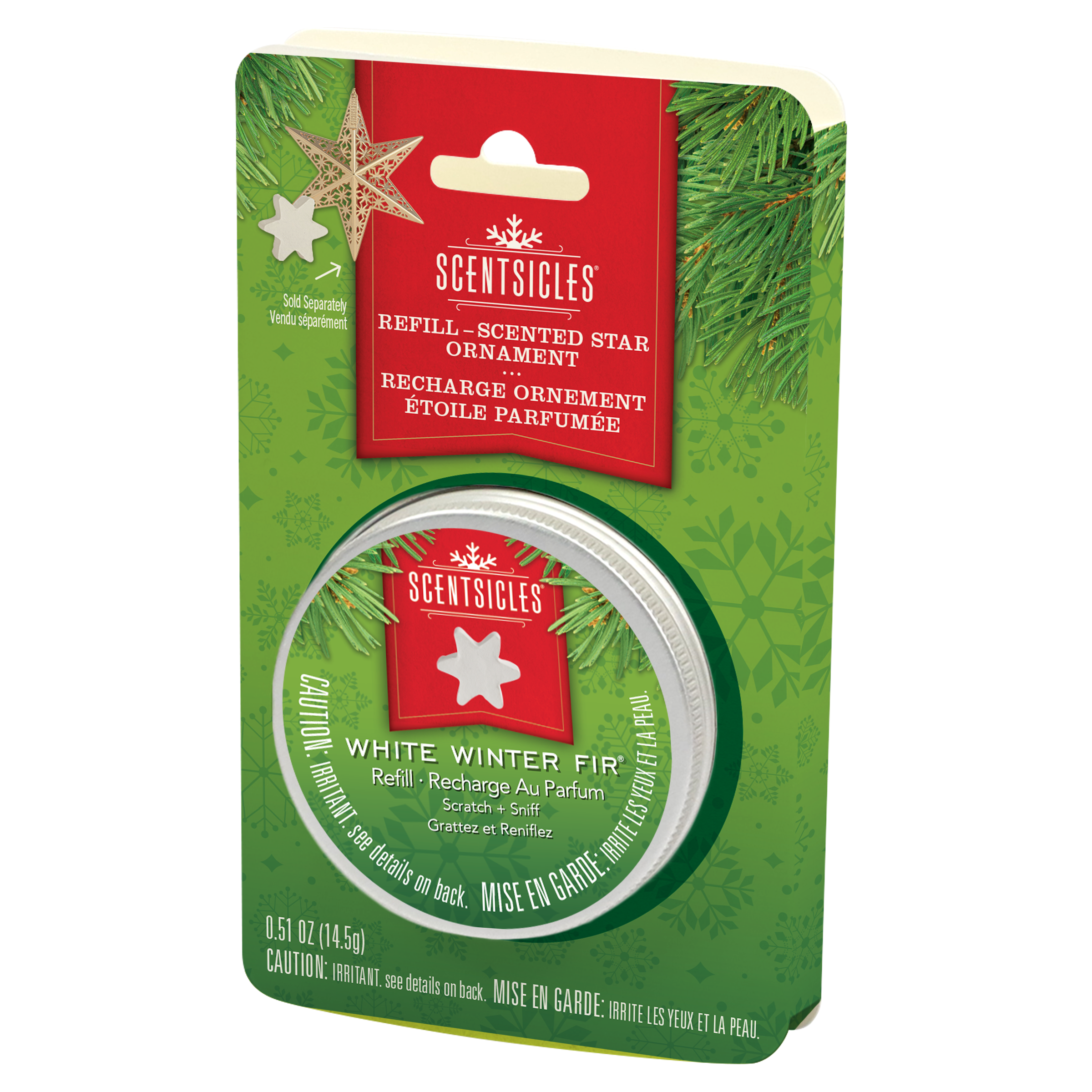 Scentsicles Scented Star Ornament Refill, White Winter Fir, Star-Shaped Fragrance-Infused Recyclable Paper