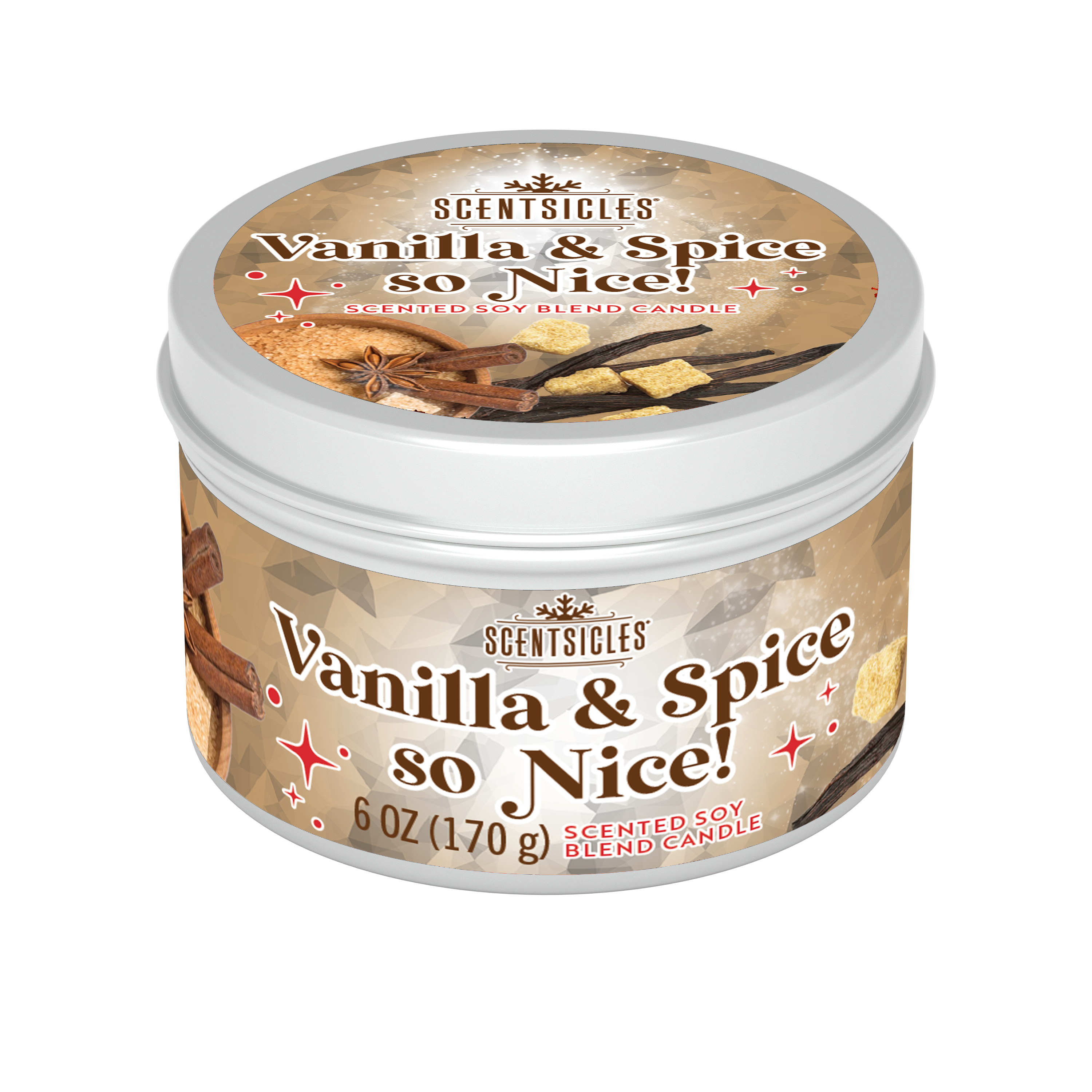 Scentsicles, 6oz Candle Tin, Vanilla + Spice So Nice!