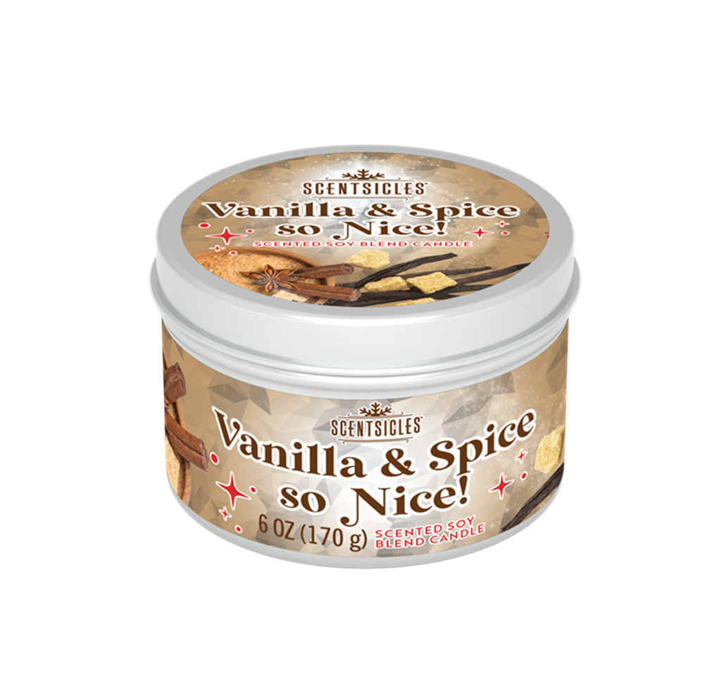 Scentsicles, 6oz Candle Tin, Vanilla + Spice So Nice!