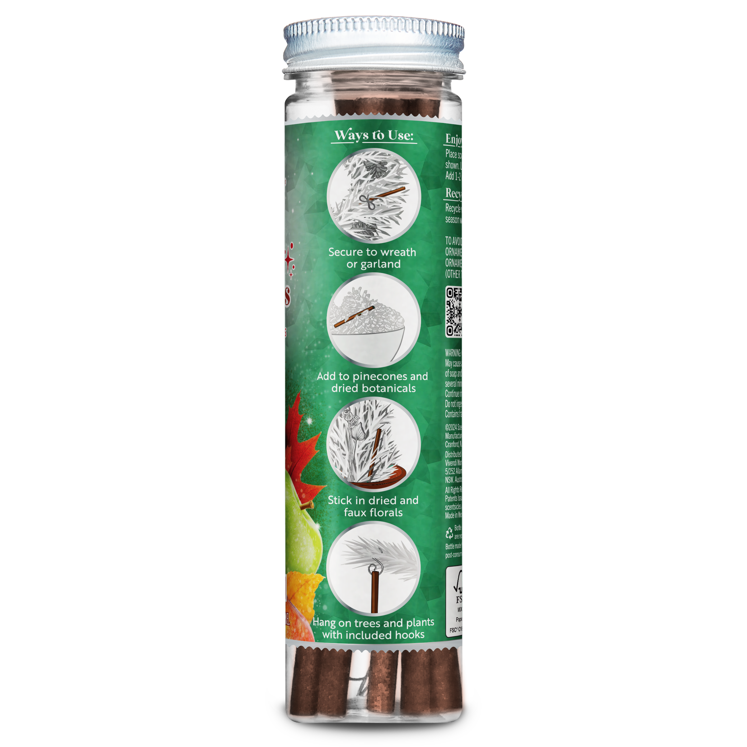 Scentsicles Scented Ornament Sticks, Autumn 'n Apples, 6ct Bottle