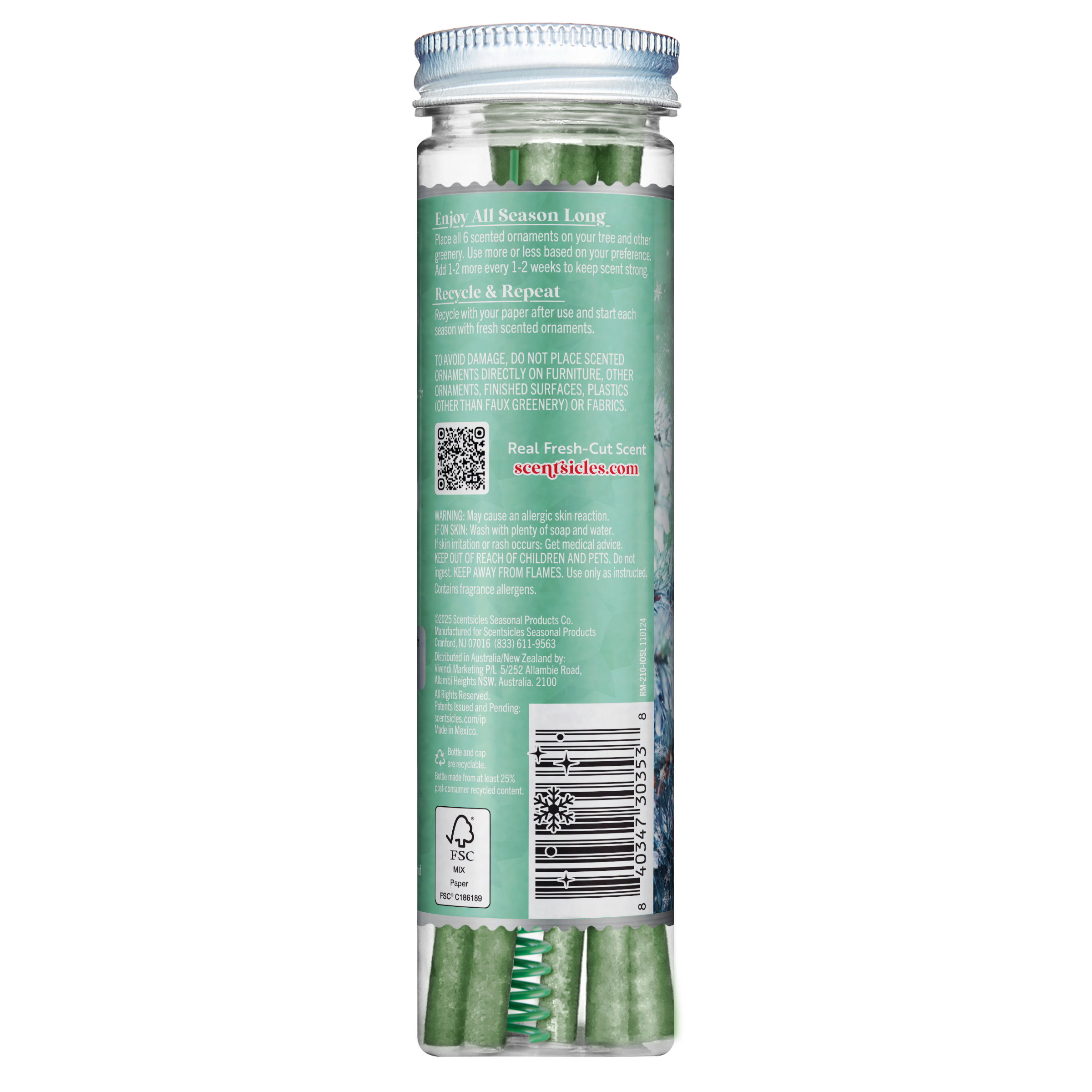 Scentsicles Scented Ornament Sticks, Icicles on Spruce, 6ct Bottle