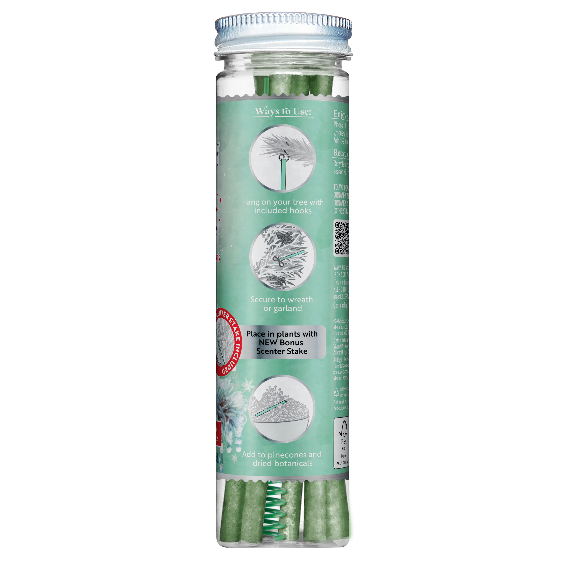Scentsicles Scented Ornament Sticks, Icicles on Spruce, 6ct Bottle