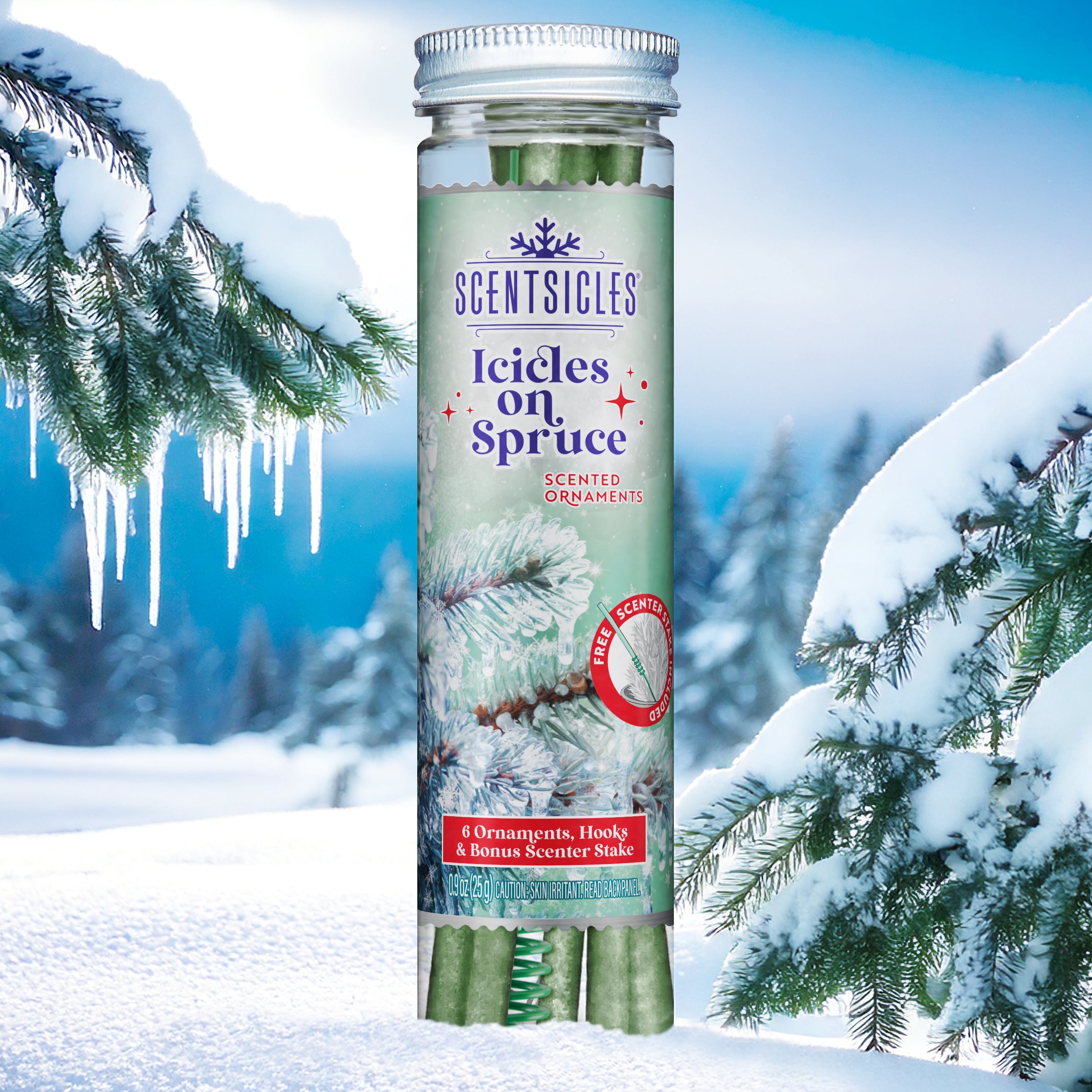Scentsicles Scented Ornament Sticks, Icicles on Spruce, 6ct Bottle