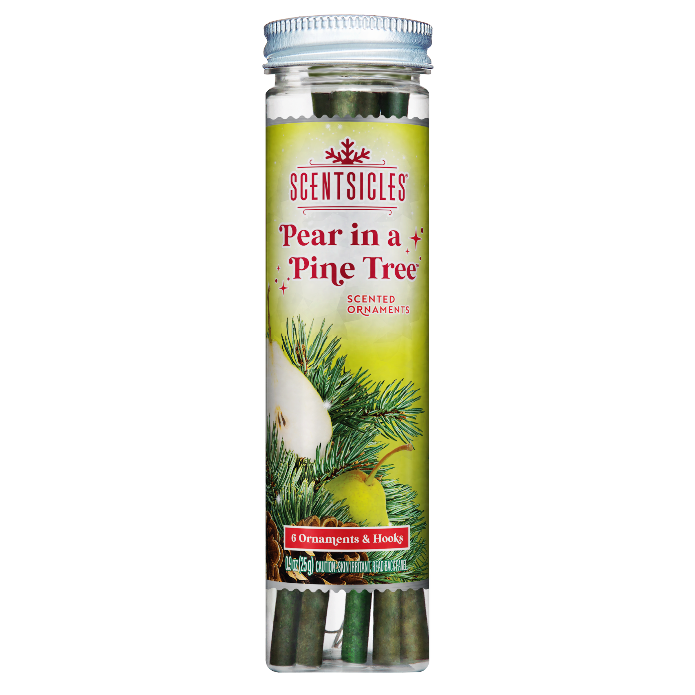 Scentsicles Scented Ornament Sticks, Pear in a Pine Tree, 6ct Bottle