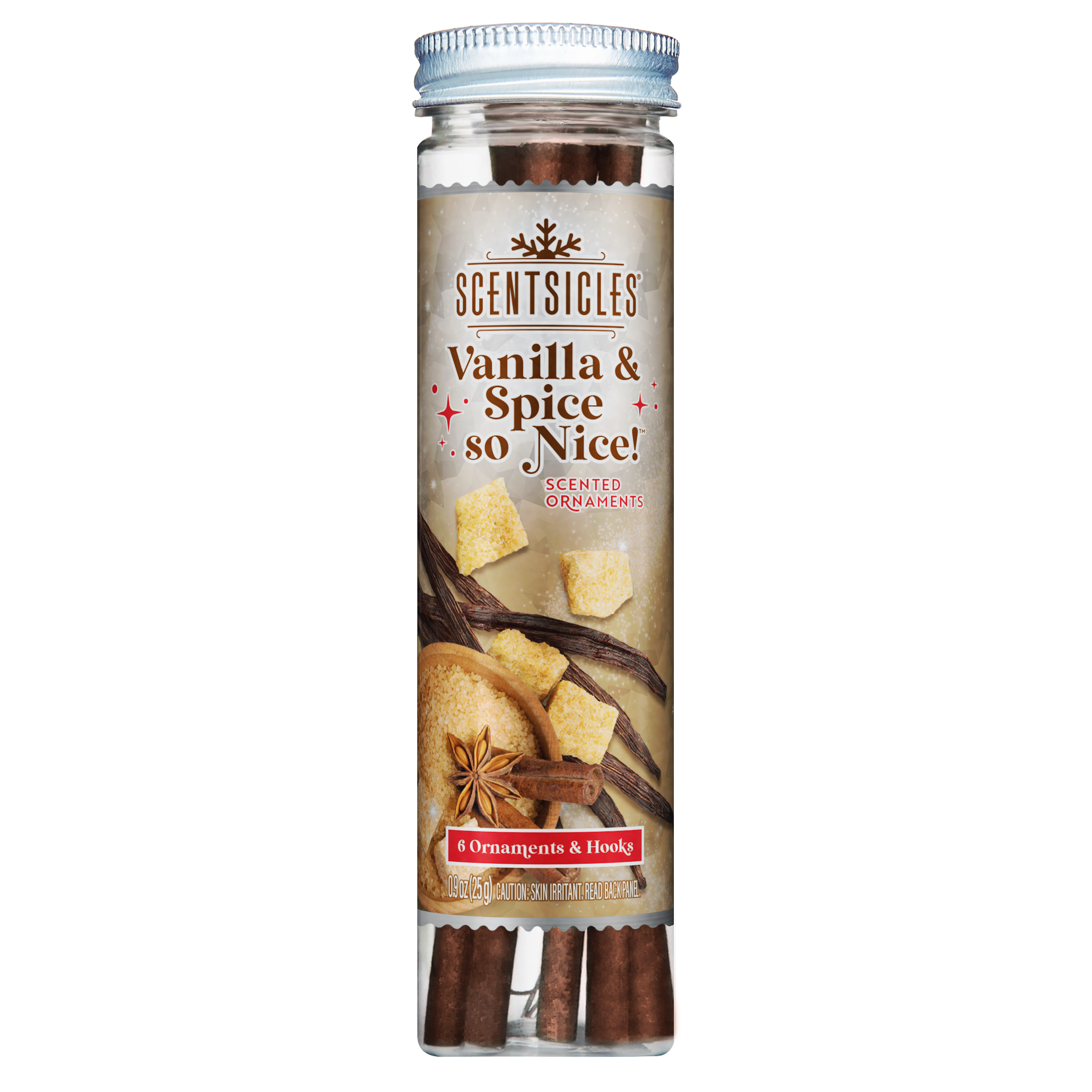 Scentsicles Scented Ornament Sticks, Vanilla & Spice So Nice, 6ct Bottle