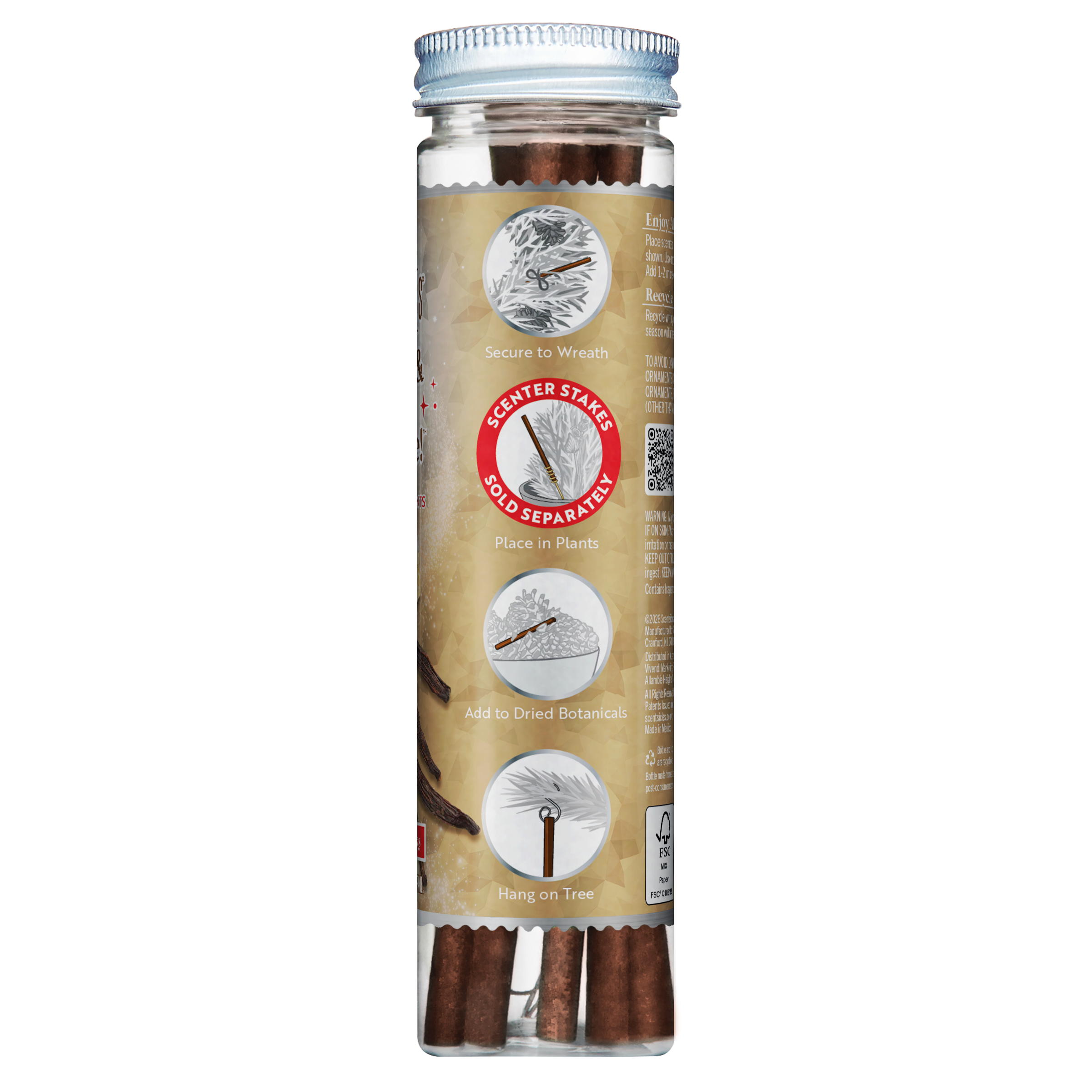 Scentsicles Scented Ornament Sticks, Vanilla & Spice So Nice, 6ct Bottle