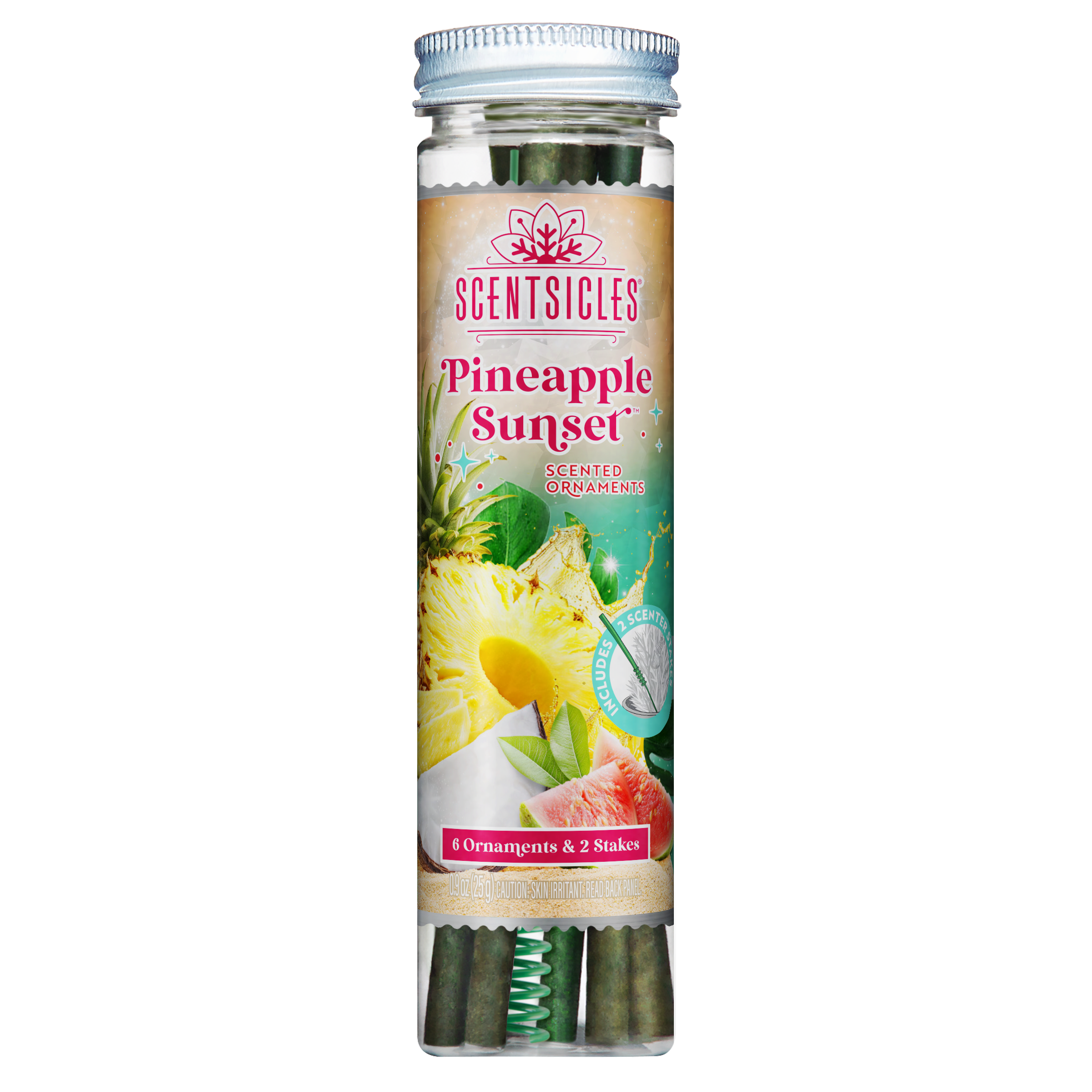 Scentsicles Scented Ornament Sticks, Pineapple Sunset, 6ct Bottle
