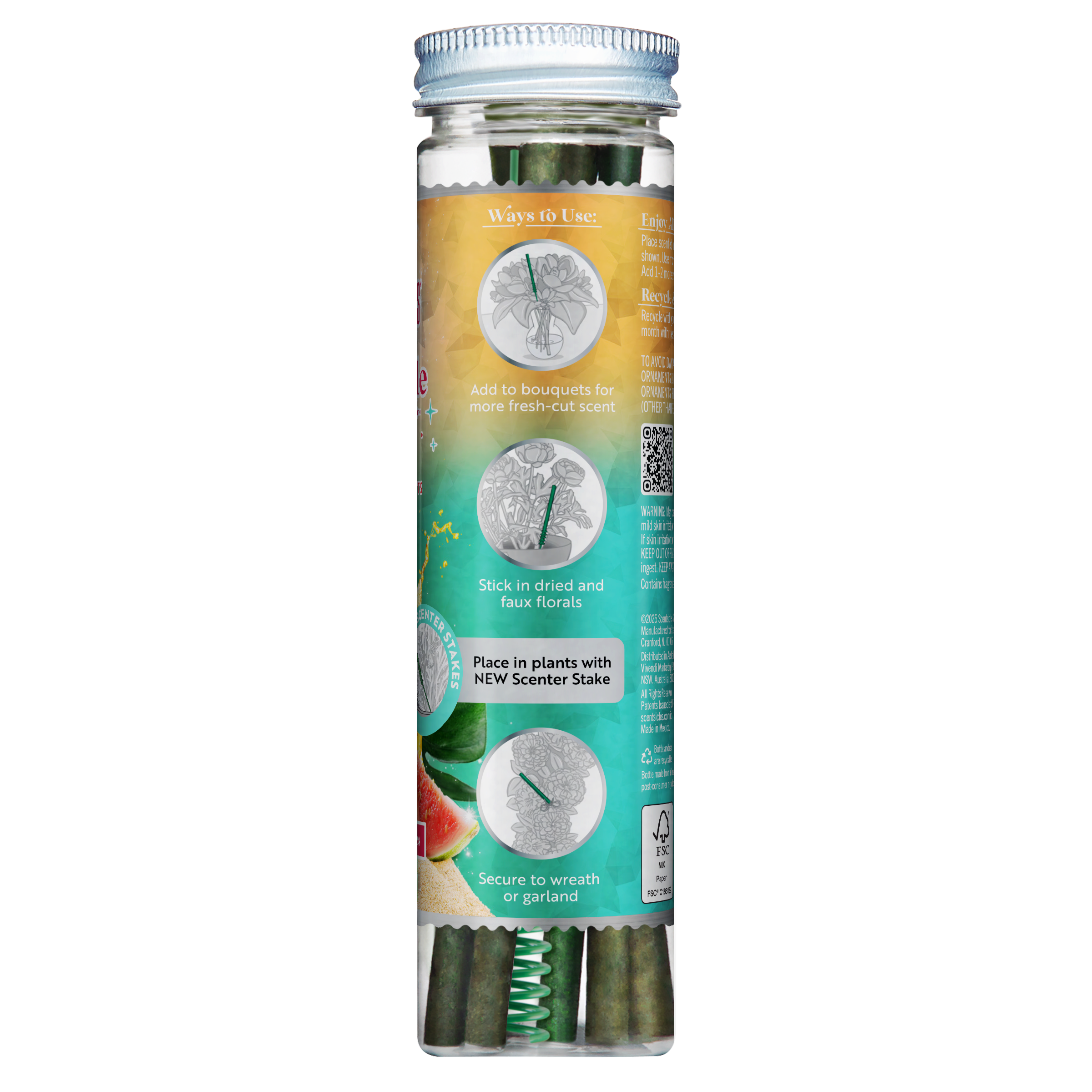 Scentsicles Scented Ornament Sticks, Pineapple Sunset, 6ct Bottle