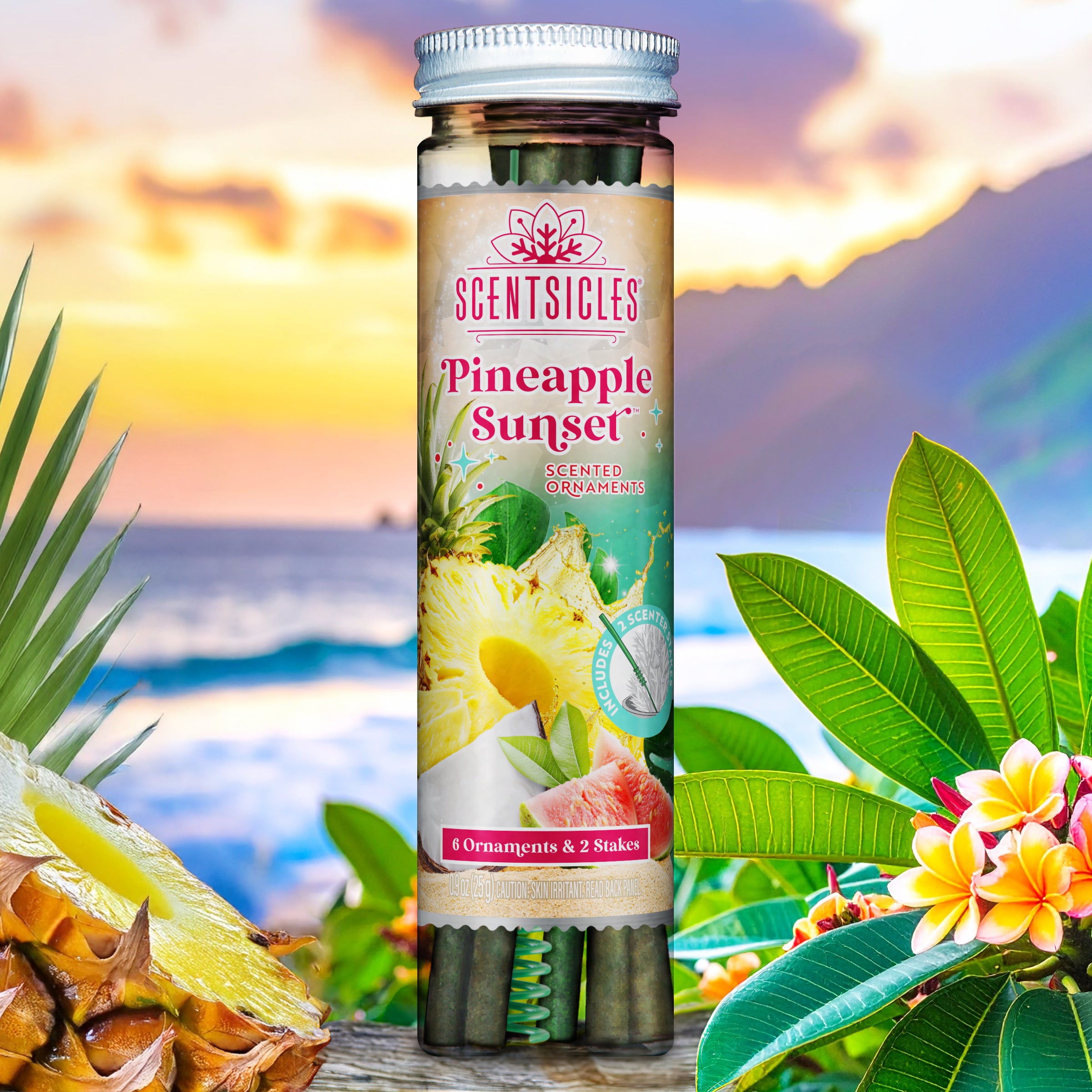 Scentsicles Scented Ornament Sticks, Pineapple Sunset, 6ct Bottle