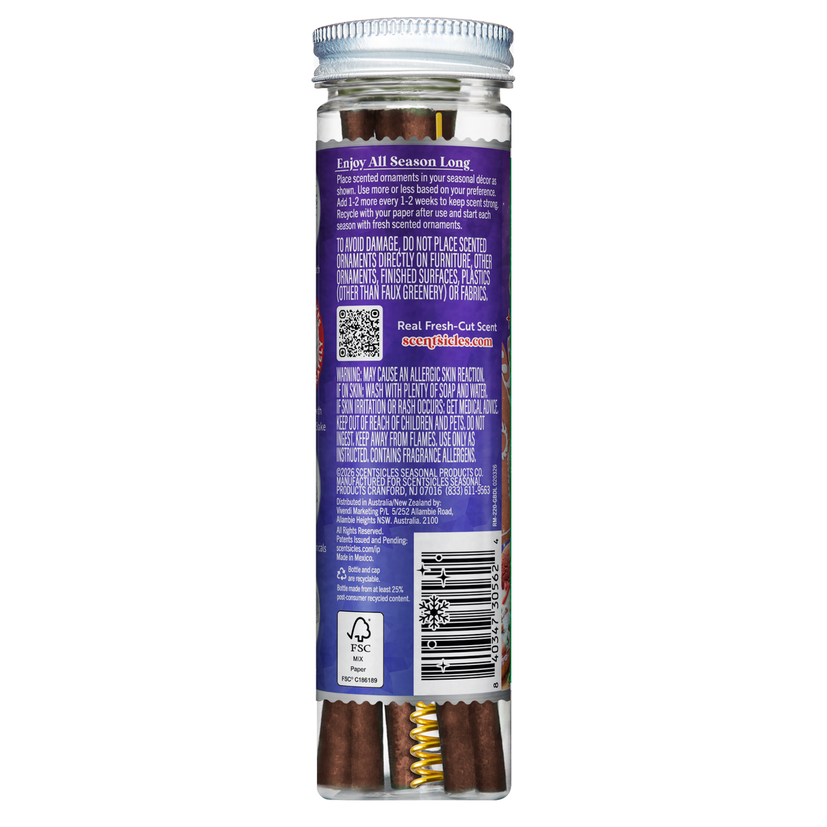 Scentsicles Scented Ornament Sticks, Gingerbread Dreams, 6ct Bottle