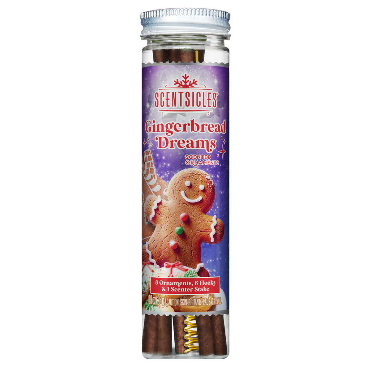 Scentsicles Scented Ornament Sticks, Gingerbread Dreams, 6ct Bottle