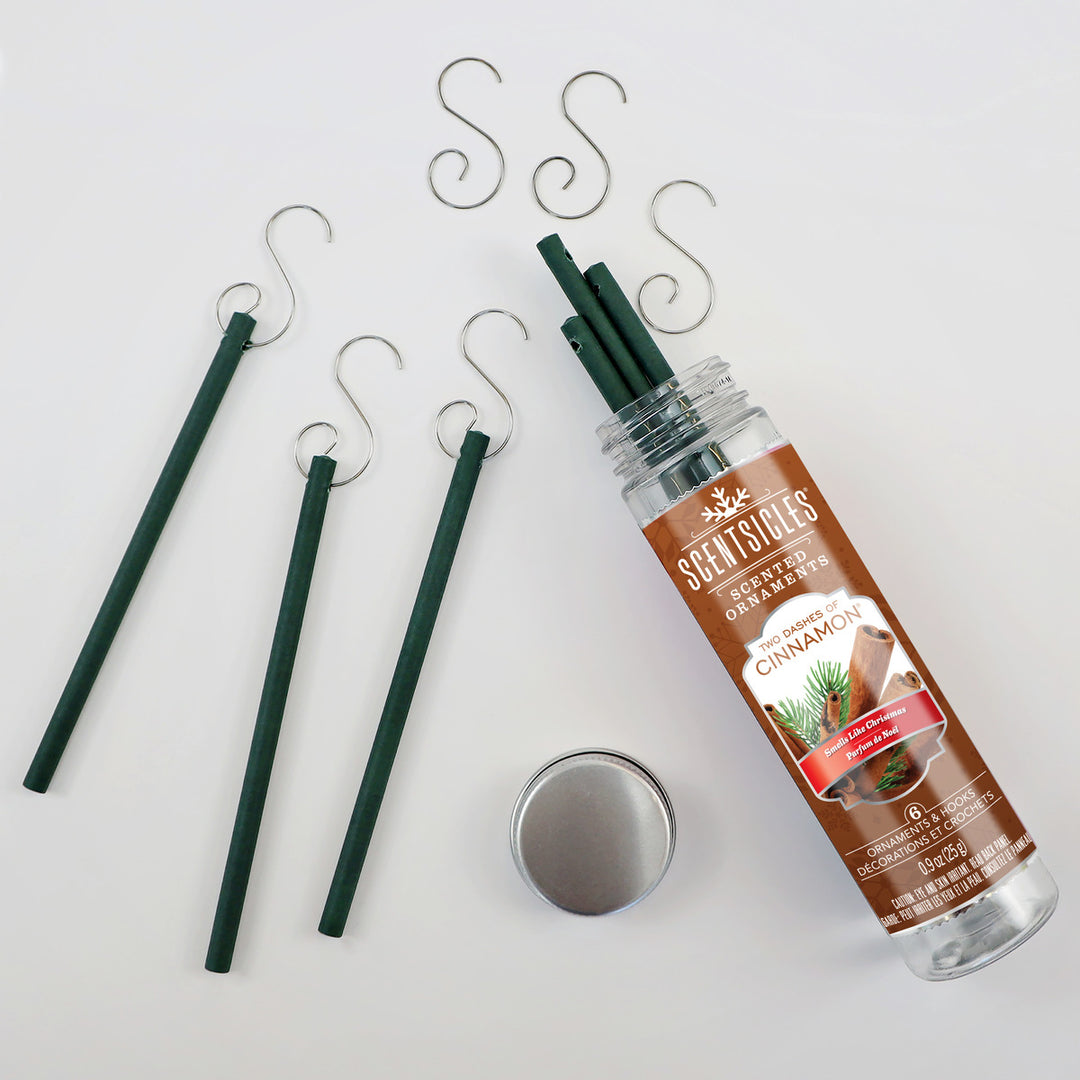 Scented Ornaments, 6ct Bottle, 2 Dashes of Cinnamon, Fragrance-Infused Paper Sticks