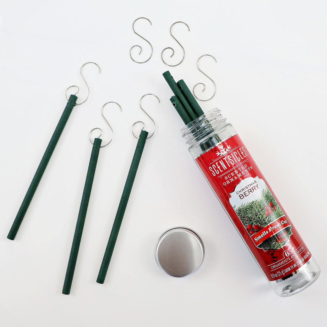 Scented Ornaments, 6ct Bottle, Christmas Berry, Fragrance-Infused Paper Sticks