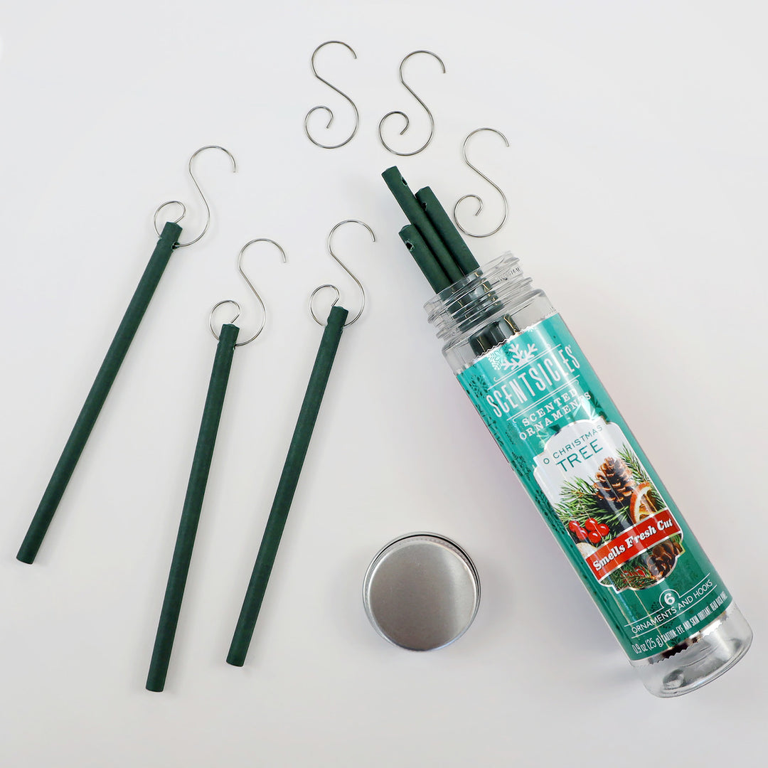 Scented Ornaments, 6ct Bottle, O Christmas Tree, Fragrance-Infused Paper Sticks