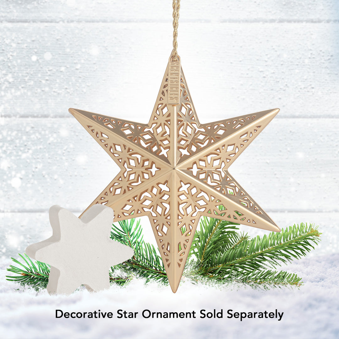 Scented Decorative Ornament, White Winter Fir, Metal Gold Star, Refillable with Star-Shaped Scents, Refills Sold Separately