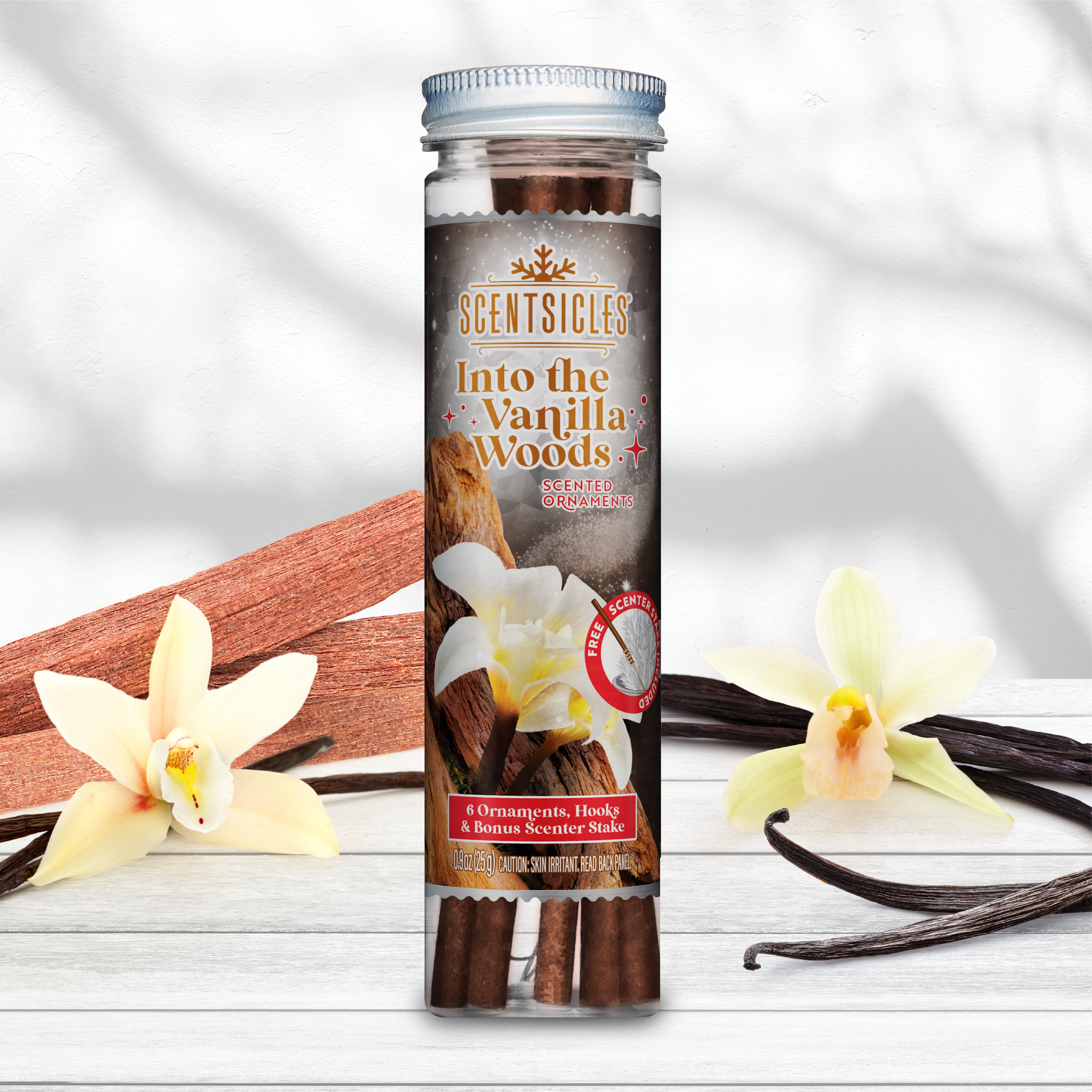 Scentsicles Scented Ornament Sticks, Into the Vanilla Woods, 6ct Bottl