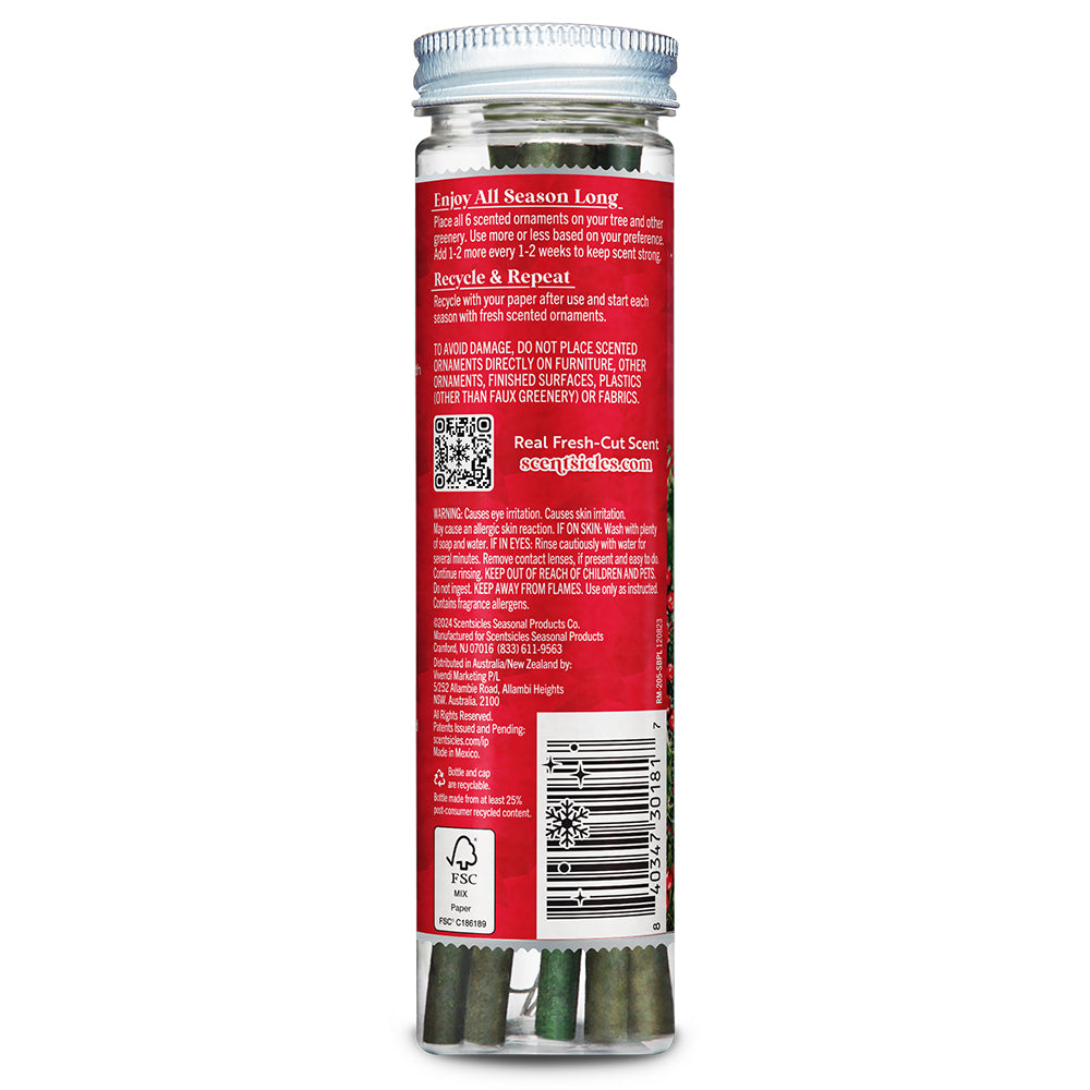 Geurstokjes voor een kerstboom Scentsicles Snowberry Pine Kerstdecoraties ophangen 6 stuks